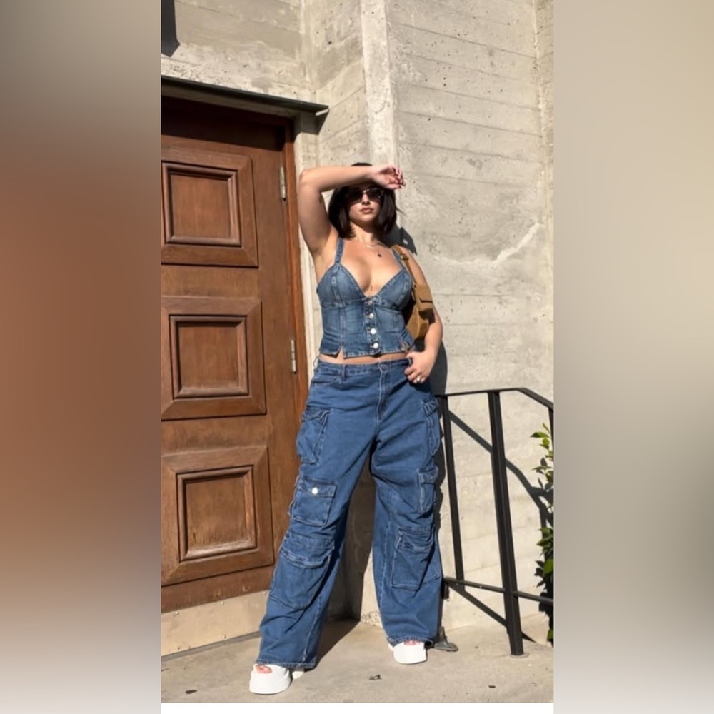 Zara Blue Denim Corset Top